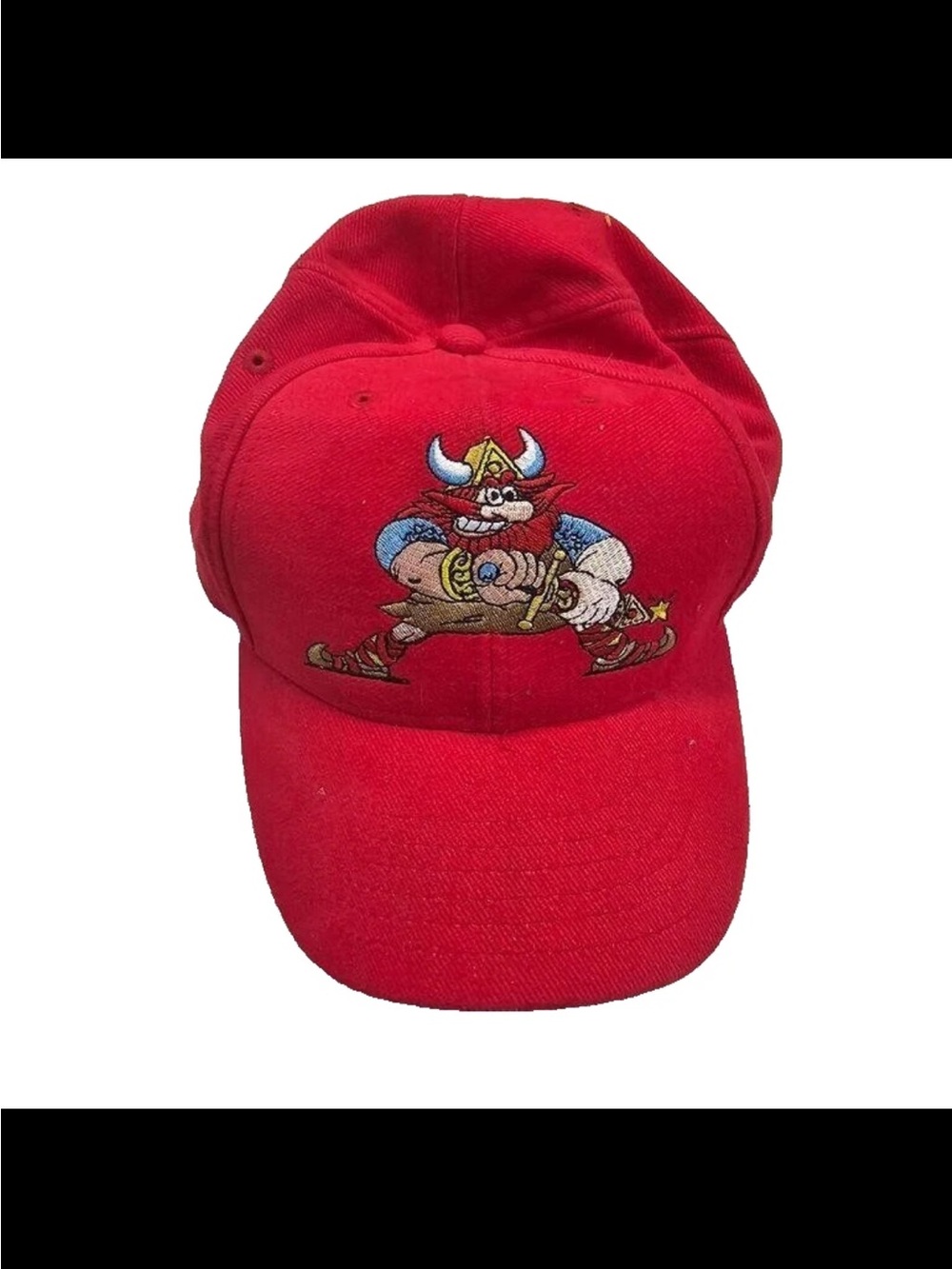 Red Cartoon Viking Embroidered Baseball Cap